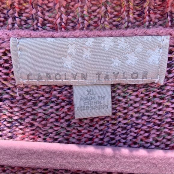 𝅺Carolyn Taylor 3 Button Pink Multicolor Sweater - Picture 4 of 5